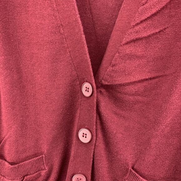 Nollie Oxblood Womens Cardigan Sweater Size Small Pockets Red Studded Stretch - Picture 5 of 13